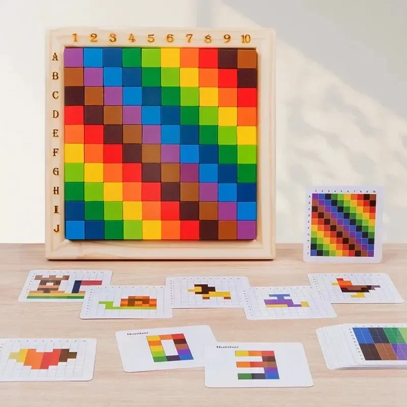 モンテッソーリカラーカウントビルディングブロック木製10*1 - Wooden Blocks Stacking のレビューと価格