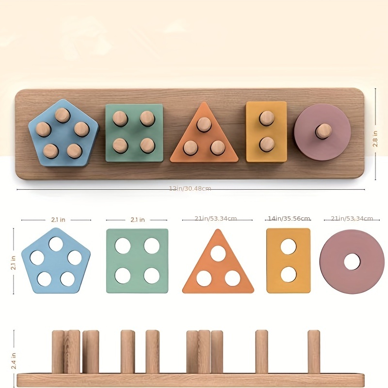 18か月以上の子供向けモンテッソーリおもちゃ - 幼児向け木 - Wooden Blocks Stacking のレビューと価格