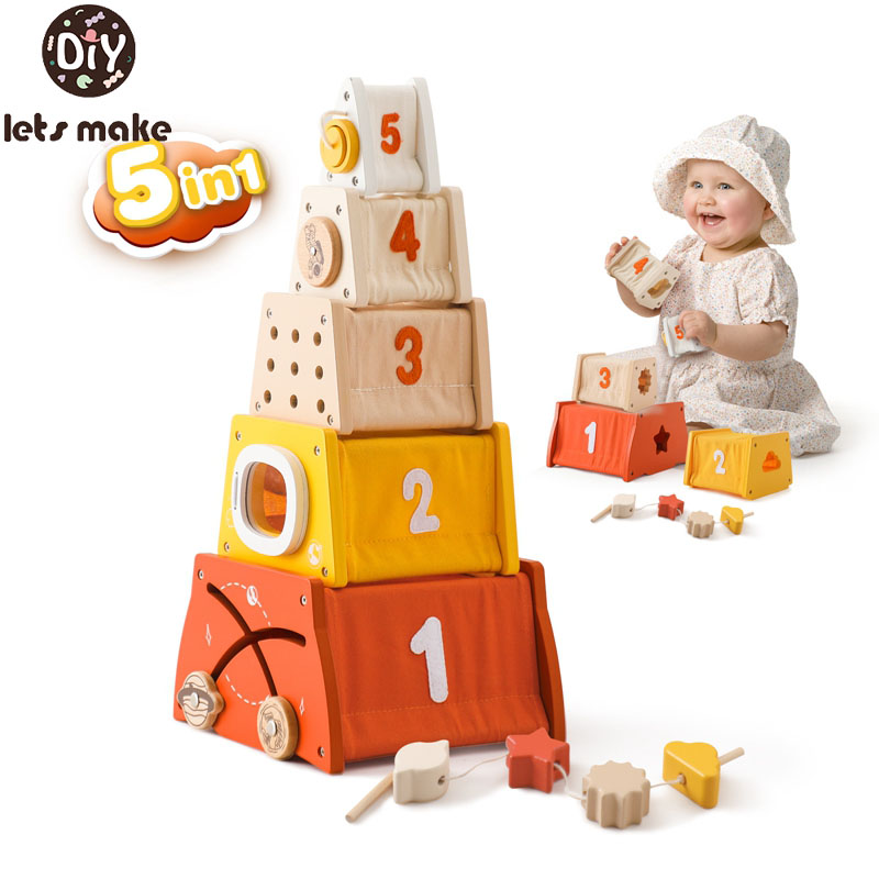 子供のための木製モンテッソーリおもちゃ,読書板,ブナ材,教育 - Wooden Blocks Stacking のレビューと価格